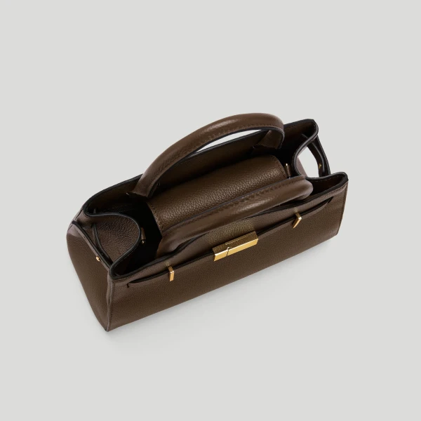 DeMellier The Small Hudson in Mocha Small Grain Crossbody Bag, view 3 | Shoulder & Crossbody Bags | Luxury Shoes 
