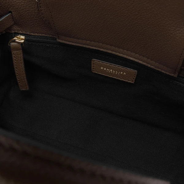DeMellier The Small Hudson in Mocha Small Grain Crossbody Bag, view 4 | Shoulder & Crossbody Bags | Luxury Shoes 