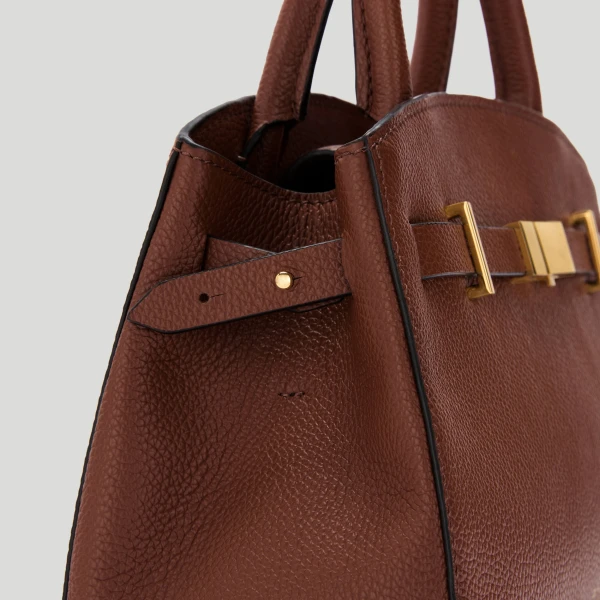 DeMellier The Small Hudson in Warm Brown Small Grain Crossbody Bag, view 2 | Shoulder & Crossbody Bags | Luxury Shoes 