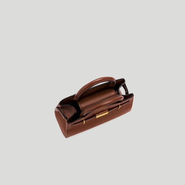 DeMellier The Small Hudson in Warm Brown Small Grain Crossbody Bag, view 3 | Shoulder & Crossbody Bags | Luxury Shoes 