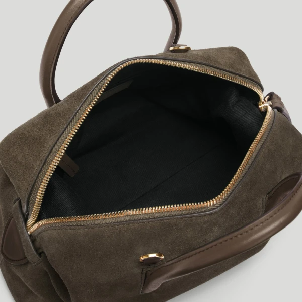 DeMellier The Small Stockholm in Hazel Suede Top-Handle Bag, view 3 | Totes & Top-Handle Bags | Luxury Shoes 