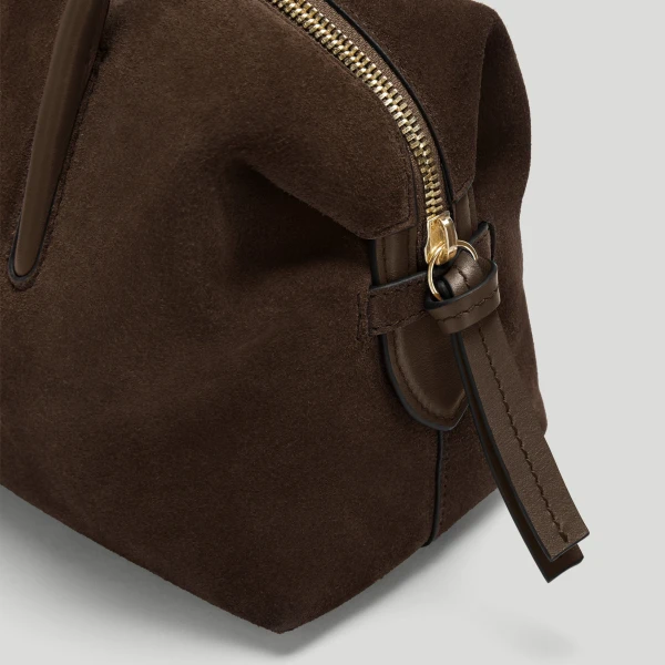 DeMellier The Small Stockholm in Mocha Suede Top-Handle Bag, view 2 | Totes & Top-Handle Bags | Luxury Shoes 