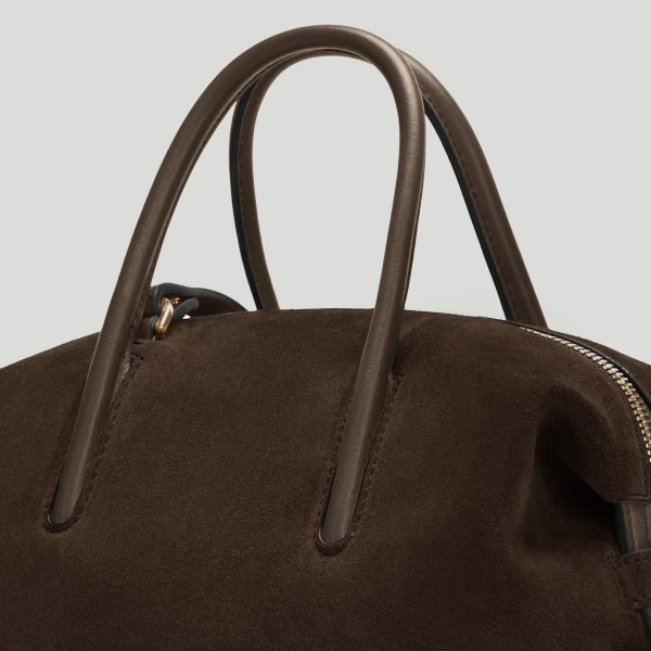 DeMellier The Small Stockholm in Mocha Suede Top-Handle Bag, view 4 | Totes & Top-Handle Bags | Luxury Shoes 
