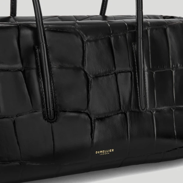 DeMellier The Stockholm Shoulder in Black Large Croc-Effect Shoulder Bag, view 2 | Shoulder & Crossbody Bags | Luxury Shoes 