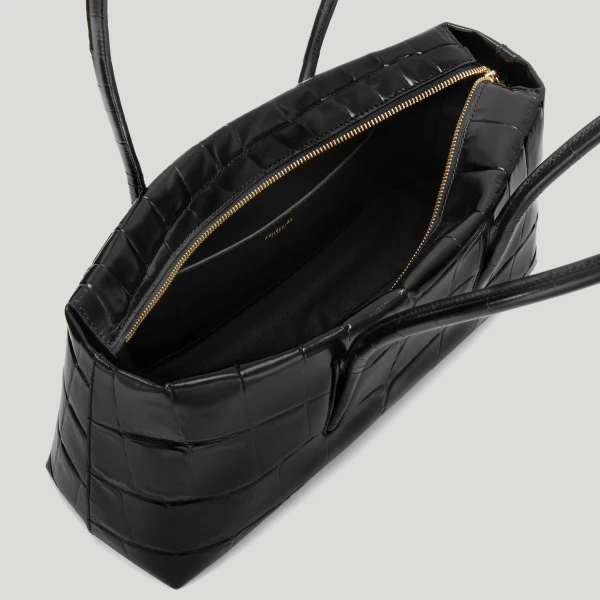 DeMellier The Stockholm Shoulder in Black Large Croc-Effect Shoulder Bag, view 3 | Shoulder & Crossbody Bags | Luxury Shoes 