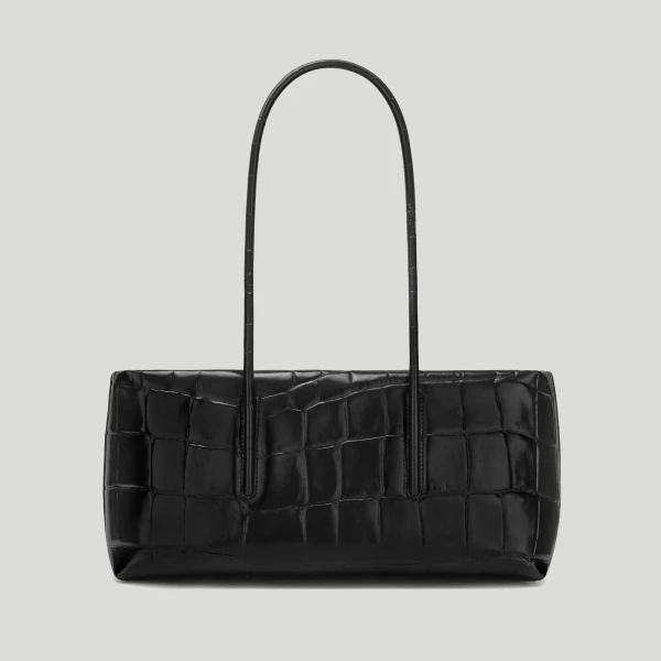 DeMellier The Stockholm Shoulder in Black Large Croc-Effect Shoulder Bag, view 5 | Shoulder & Crossbody Bags | Luxury Shoes 