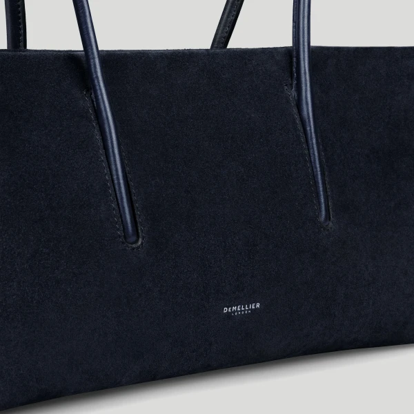 DeMellier The Stockholm Shoulder in Midnight Blue Suede Shoulder Bag, view 2 | Shoulder & Crossbody Bags | Luxury Shoes 