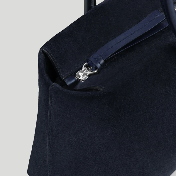 DeMellier The Stockholm Shoulder in Midnight Blue Suede Shoulder Bag, view 4 | Shoulder & Crossbody Bags | Luxury Shoes 