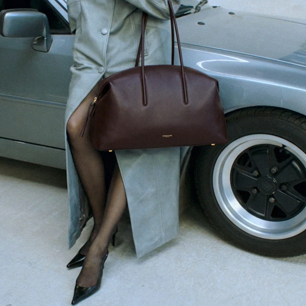 DeMellier The Stockholm in Bordeaux Fine Grain Tote Bag, view 2 | Totes & Top-Handle Bags | Luxury Shoes 