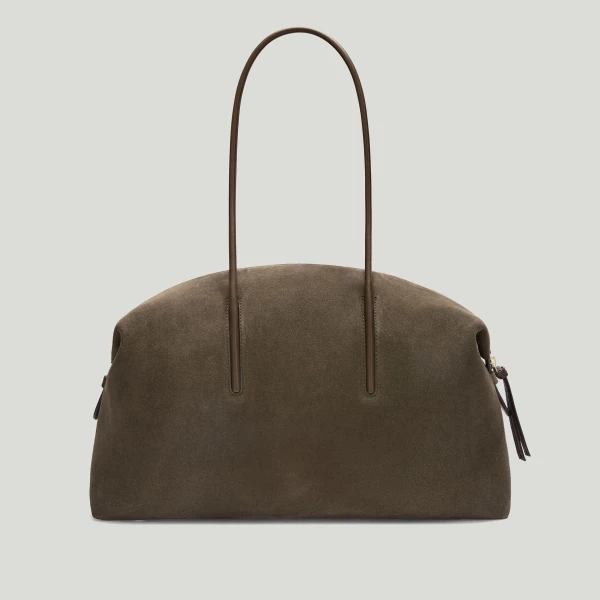 DeMellier The Stockholm in Hazel Suede & Hazel Smooth Tote Bag, view 6 | Totes & Top-Handle Bags | Luxury Shoes 