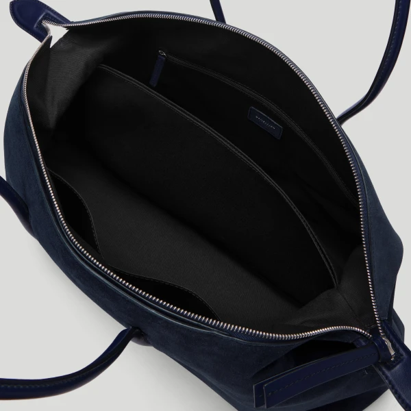 DeMellier The Stockholm in Midnight Blue Suede Tote Bag, view 3 | Totes & Top-Handle Bags | Luxury Shoes 