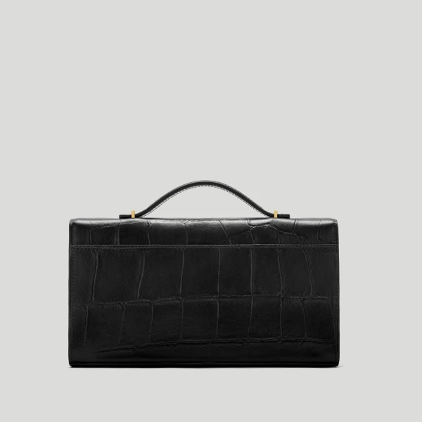 DeMellier The Vancouver Clutch in Black Large Croc-Effect Clutch Bag, view 5 | Clutch Bags | Luxury Shoes 