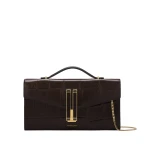 DeMellier The Vancouver Clutch in Dark Chocolate Large Croc-Effect Clutch Bag | Clutch Bags | Luxury Shoes 