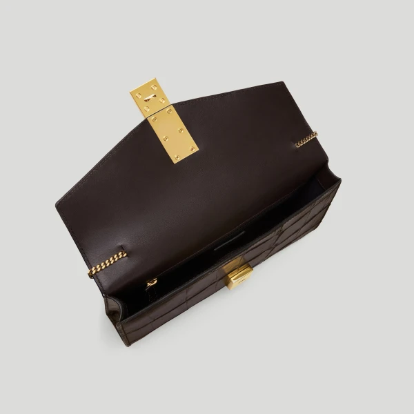 DeMellier The Vancouver Clutch in Dark Chocolate Large Croc-Effect Clutch Bag, view 4 | Clutch Bags | Luxury Shoes 