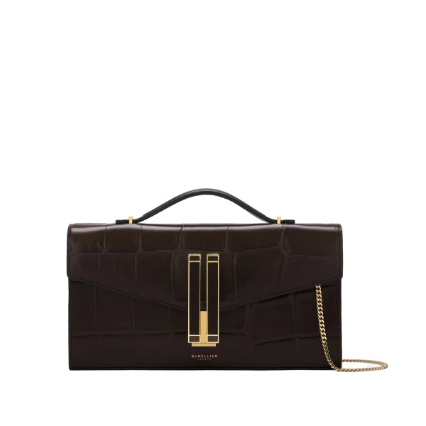 The Vancouver Clutch in Dark Chocolate Large Croc-Effect Clutch Bag