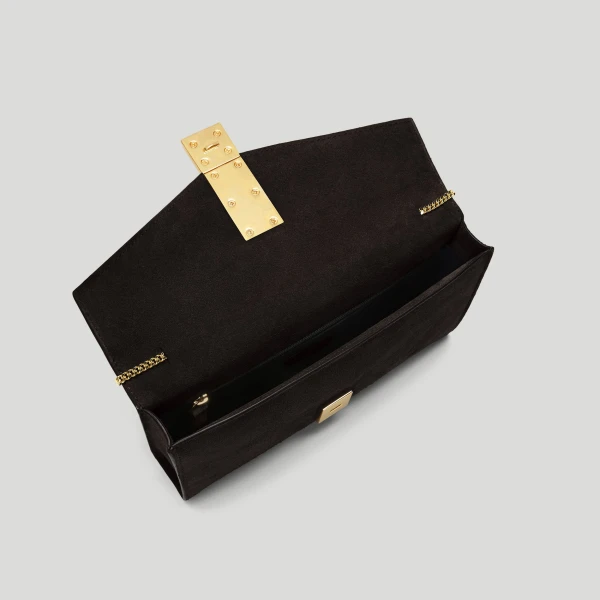 DeMellier The Vancouver Clutch in Dark Chocolate Suede Clutch Bag, view 3 | Clutch Bags | Luxury Shoes 