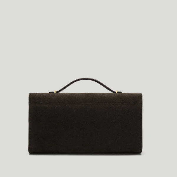 DeMellier The Vancouver Clutch in Dark Chocolate Suede Clutch Bag, view 5 | Clutch Bags | Luxury Shoes 