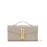 DeMellier The Vancouver Clutch in Taupe Smooth Clutch Bag | Clutch Bags | Luxury Shoes 
