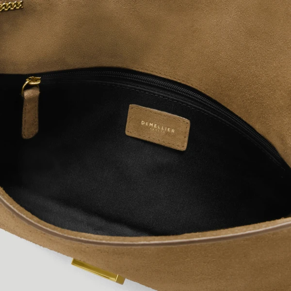 DeMellier The Vancouver Clutch in Tobacco Suede Clutch Bag, view 5 | Clutch Bags | Luxury Shoes 