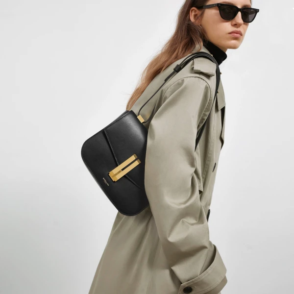 DeMellier The Vancouver in Mocha Small Grain Crossbody Bag, view 6 | Shoulder & Crossbody Bags | Luxury Shoes 