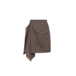 Dice Kayek Asymmetric Draped Gingham Mini Skirt in Navy | Mini Skirts | Luxury Shoes 