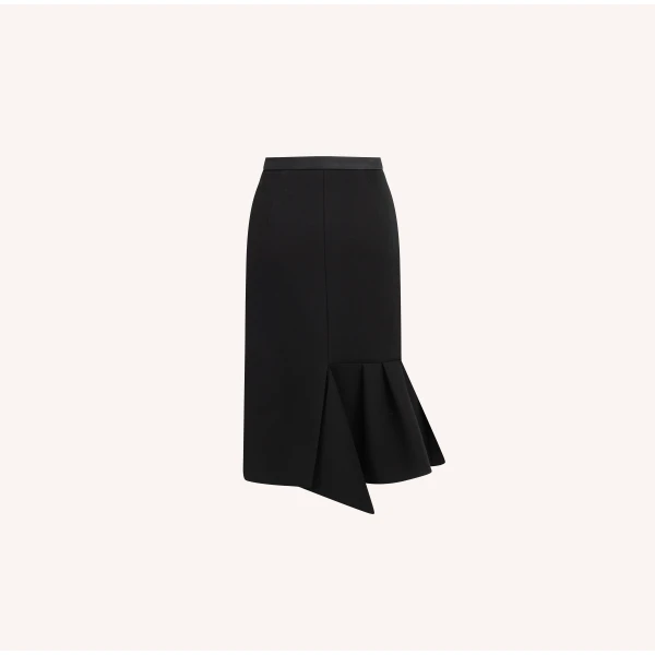 Dice Kayek Asymmetric Hem Midi Skirt in Black | Midi Skirts | Luxury Shoes 