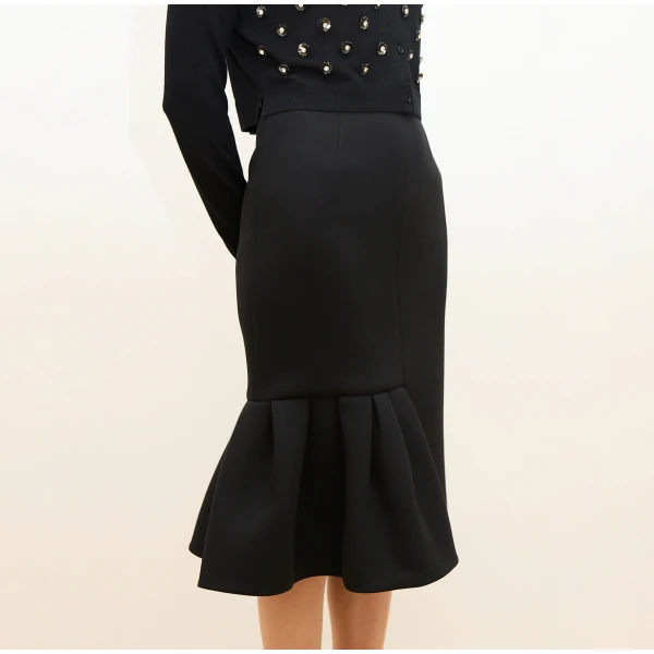 Dice Kayek Asymmetric Hem Midi Skirt in Black | Midi Skirts | Luxury Shoes 