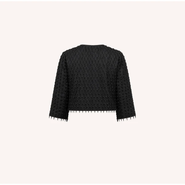 Dice Kayek Beaded Fringe Jacket in Black | Jackets | Luxury Shoes 