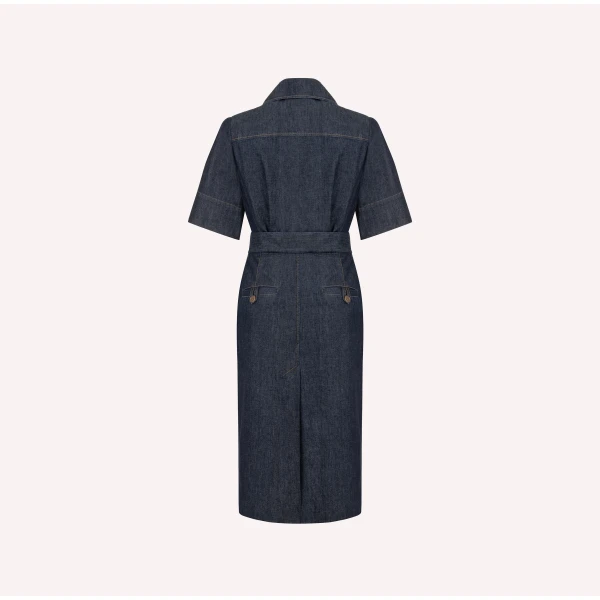 Dice Kayek Belted Chambray Midi Shirt Dress in Indigo | Shirtdress | Luxury Shoes 