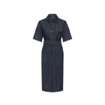 Dice Kayek Belted Chambray Midi Shirt Dress in Indigo | Shirtdress | Luxury Shoes 