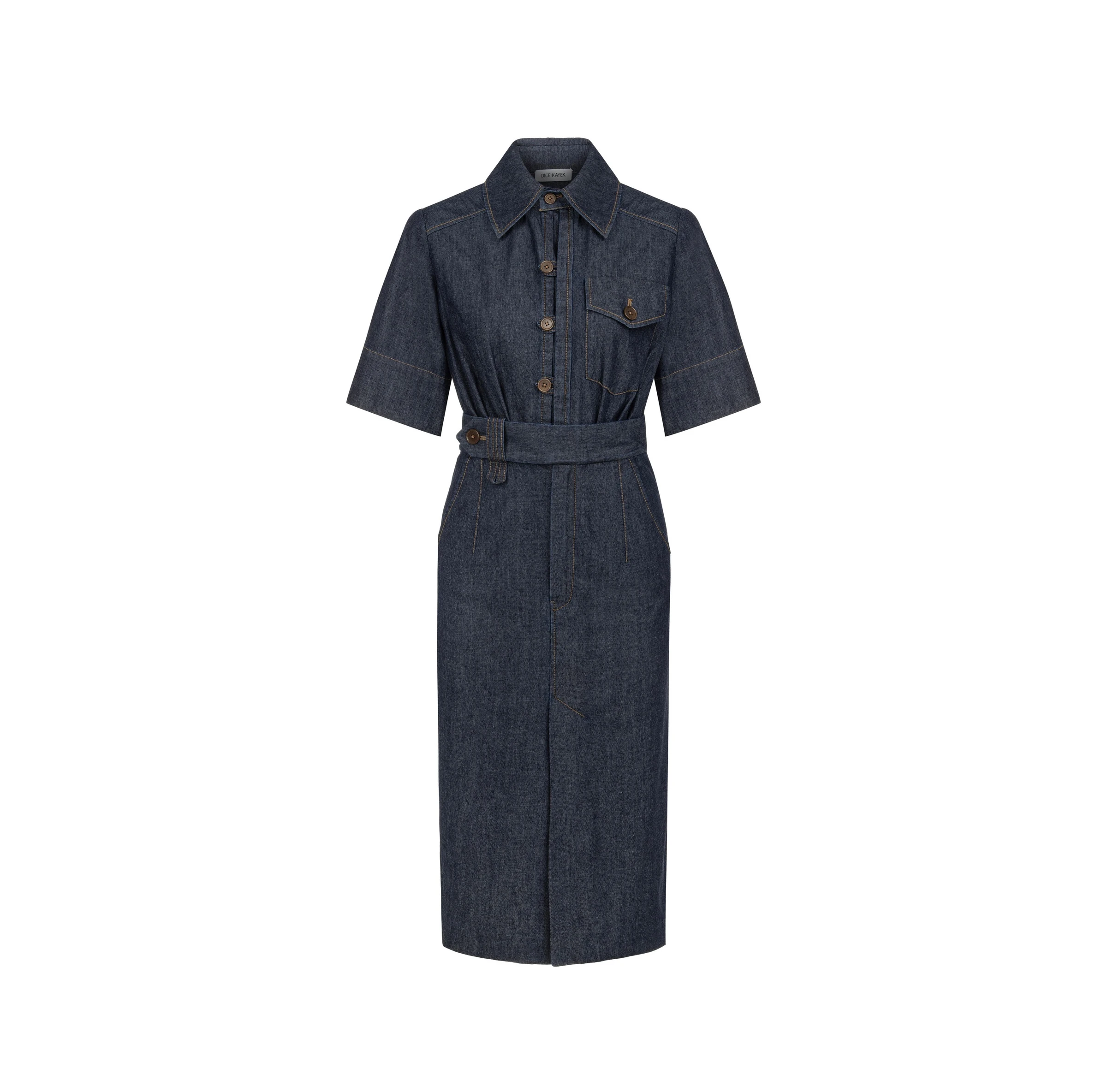 Dice Kayek Belted Chambray Midi Shirt Dress in Indigo Dice Kayek Belted Chambray Midi Shirt Dress in Indigo | Shirtdress | Luxury Shoes