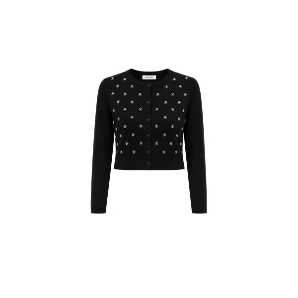 Dice Kayek Black Embellished Wool Cardigan | Cardigan | Luxury Shoes 