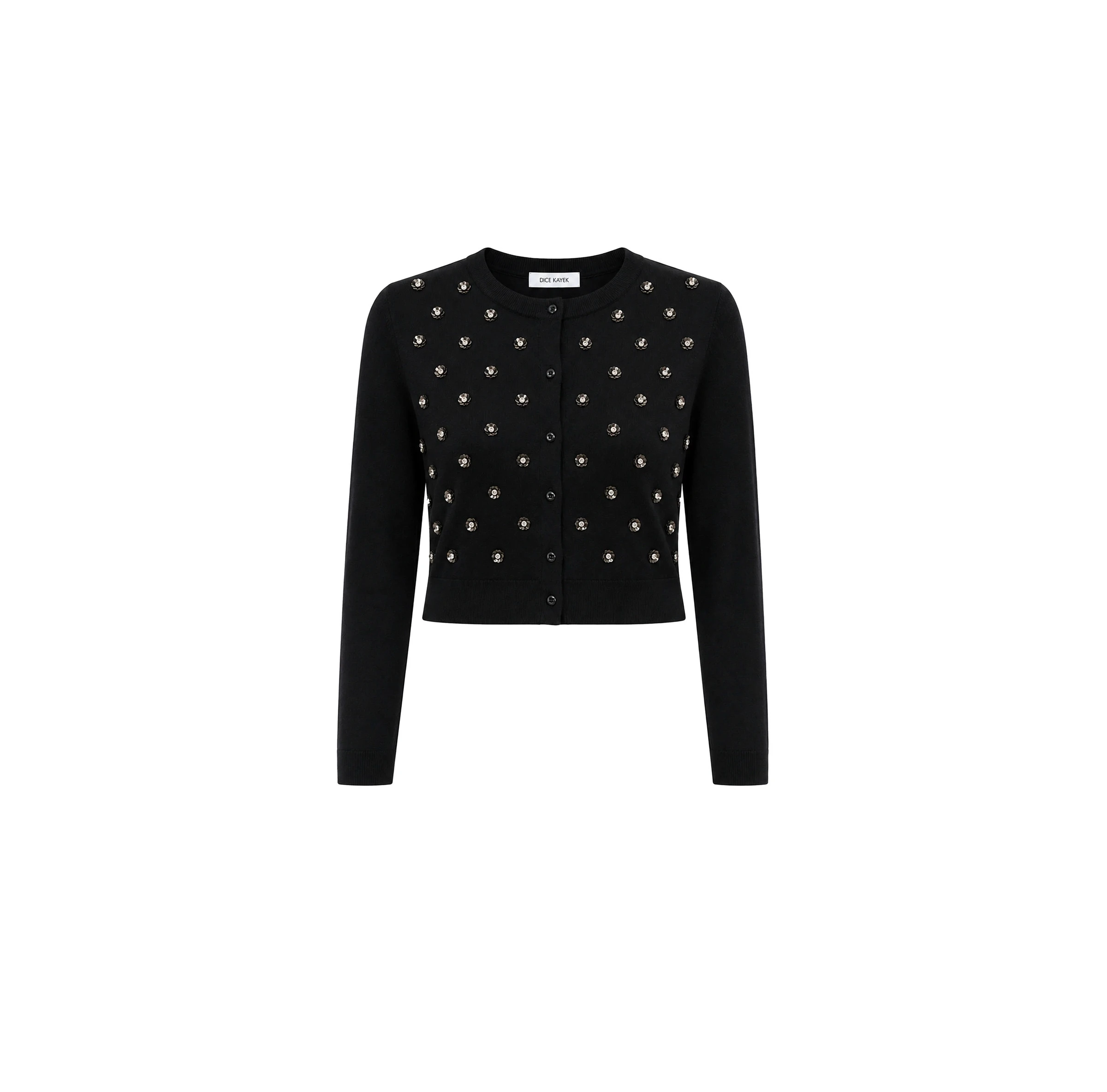 Dice Kayek Black Embellished Wool Cardigan Dice Kayek Black Embellished Wool Cardigan | Cardigan | Luxury Shoes