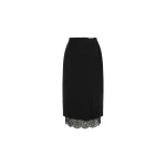 Dice Kayek Black Midi Skirt with Lace Hem | Midi Skirts | Luxury Shoes 