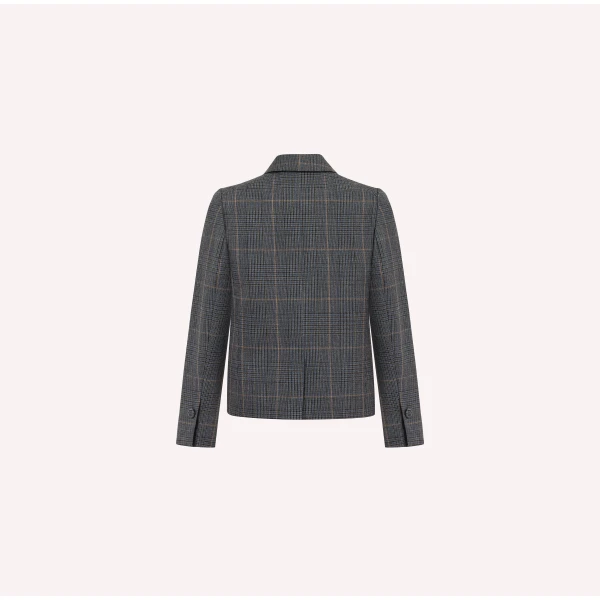 Dice Kayek Blue Checked Wool Double-Breasted Jacket | Jackets | Luxury Shoes 