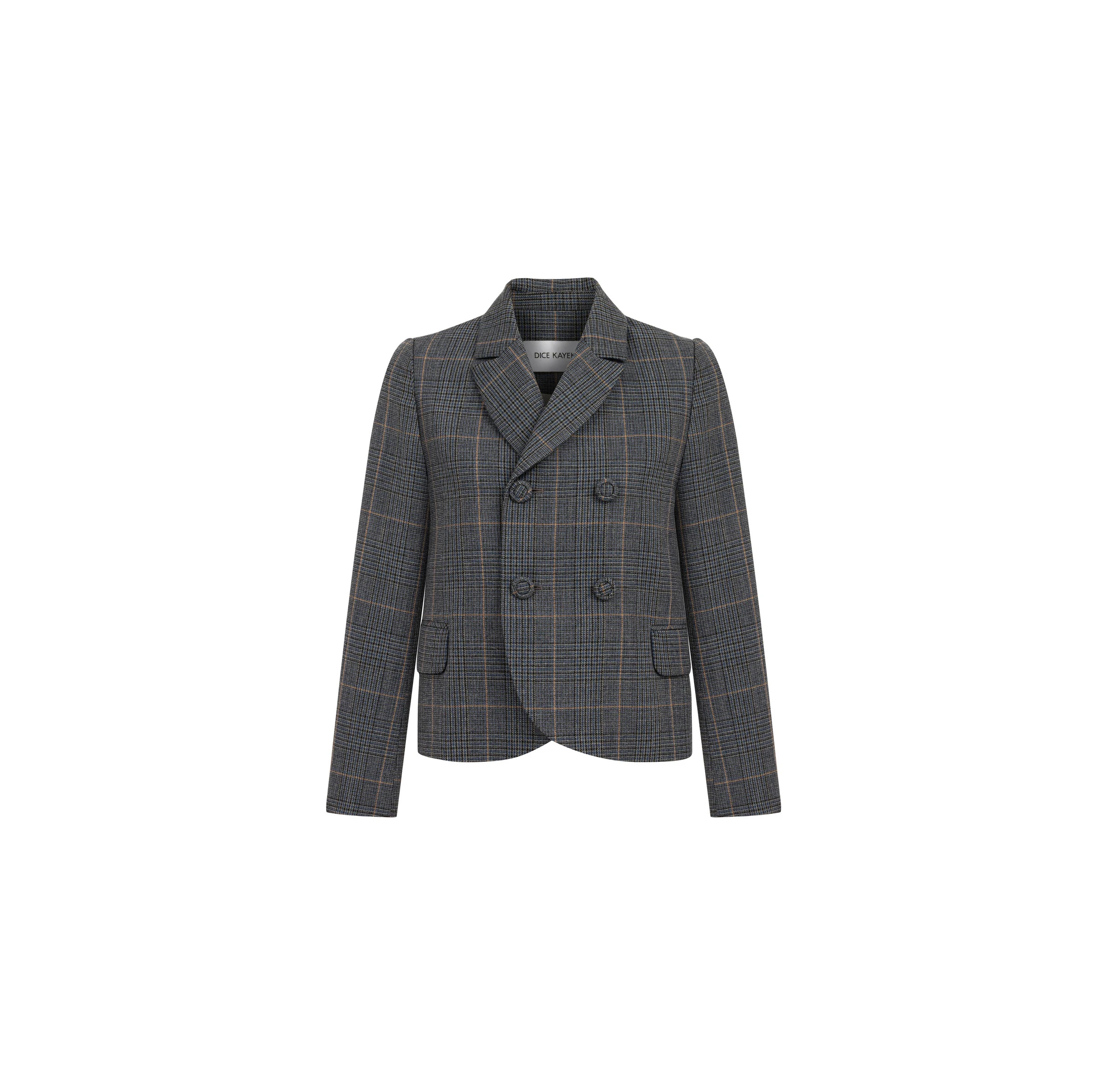 Dice Kayek Blue Checked Wool Double-Breasted Jacket Dice Kayek Blue Checked Wool Double-Breasted Jacket | Jackets | Luxury Shoes