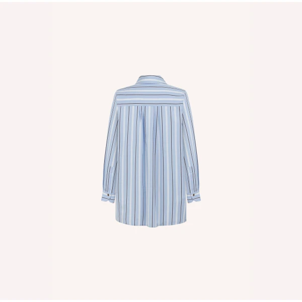 Dice Kayek Butterfly Embroidered Cotton Shirt in Blue Stripe | Shirts | Luxury Shoes 