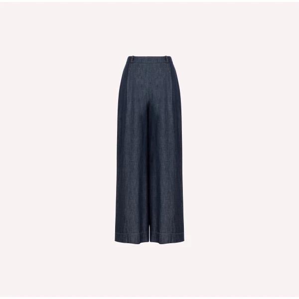 Dice Kayek Chambray Wide Leg Pants in Indigo | Wide leg pants | Luxury Shoes 