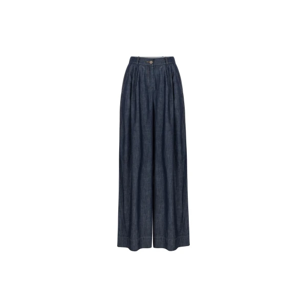 Chambray Wide Leg Pants in Indigo