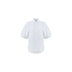 Dice Kayek Cotton Poplin Shirt with Structured High Collar in White | Shirts | Luxury Shoes 