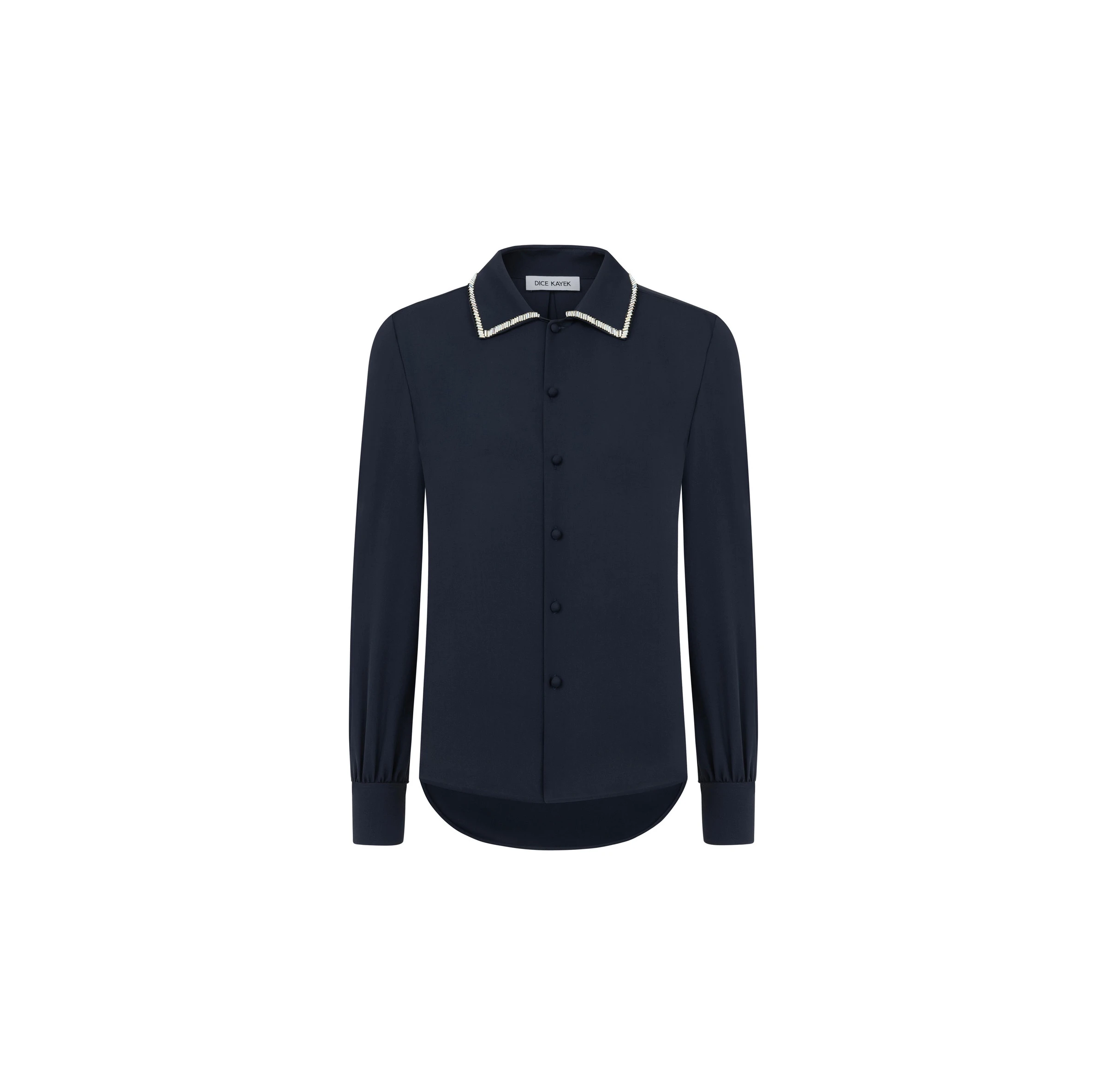 Dice Kayek Crystal Collar Cotton Shirt in Navy Dice Kayek Crystal Collar Cotton Shirt in Navy | Shirts | Luxury Shoes