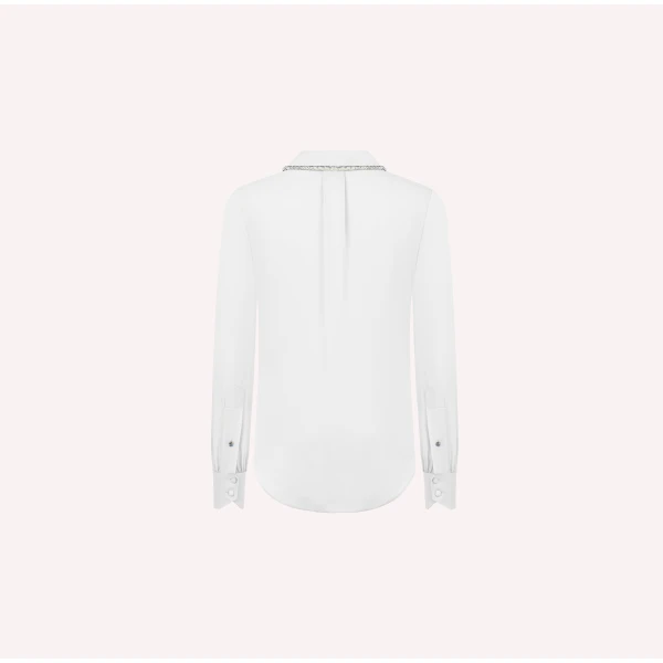 Dice Kayek Crystal Collar Cotton Shirt in White | Shirts | Luxury Shoes 