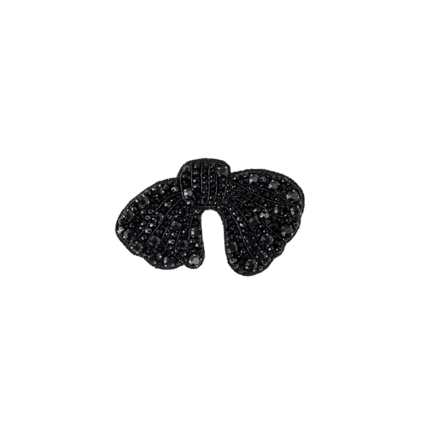 Dice Kayek Crystal-Embellished Big Bow Brooch in Black | Brooches & Pins | Luxury Shoes 