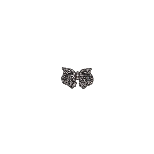 Crystal-Embellished Big Ribbon Brooch in White