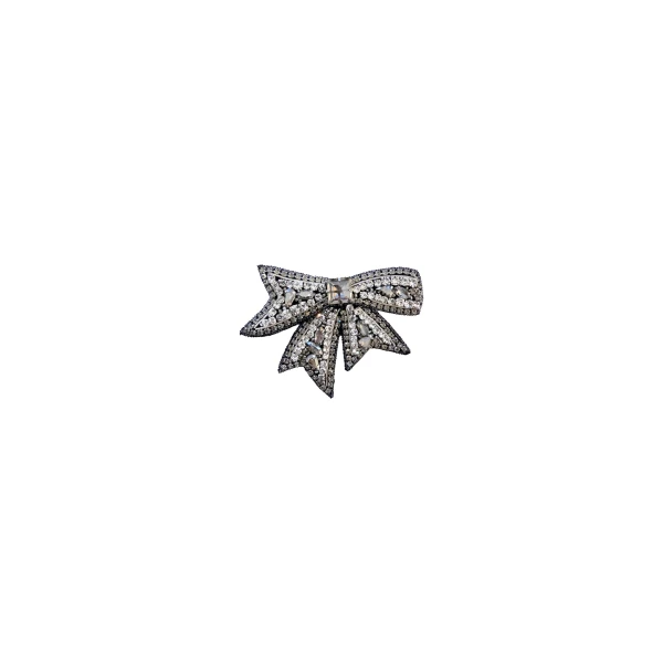 Dice Kayek Crystal-Embellished Bow Brooch BR50029 in White | Brooches & Pins | Luxury Shoes 