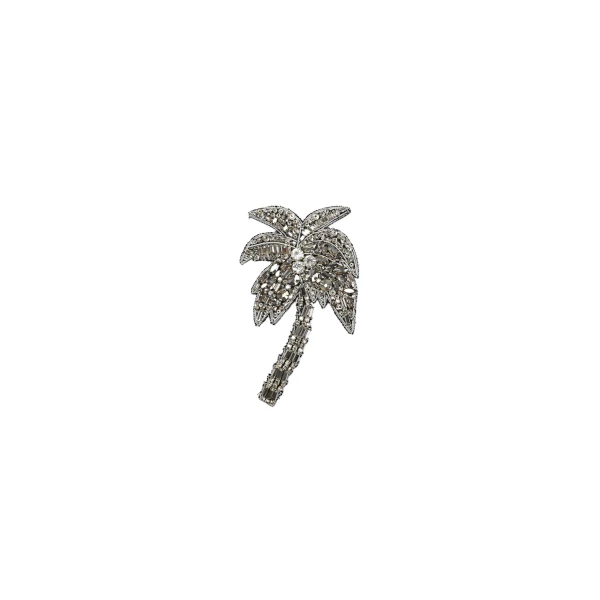 Dice Kayek Crystal-Embellished Palm Tree Brooch in White | Brooches & Pins | Luxury Shoes 