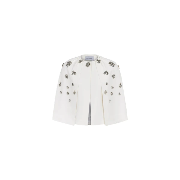 Dice Kayek Crystal-Embellished Structured Cape in Off White | Jackets | Luxury Shoes 