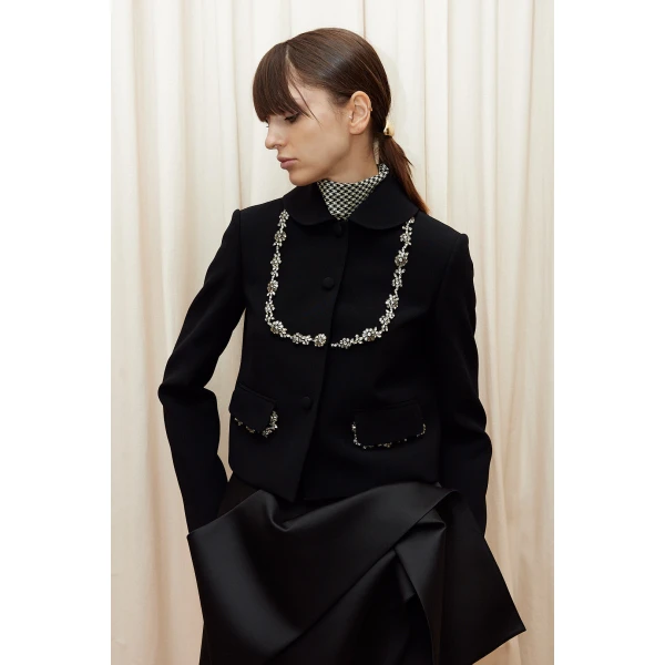 Dice Kayek Crystal Garland Jacket in Black | Jackets | Luxury Shoes 