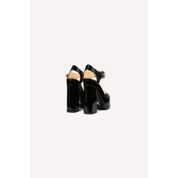 Dice Kayek Crystal Strap Peep-Toe Heels in Black | Heels | Luxury Shoes 