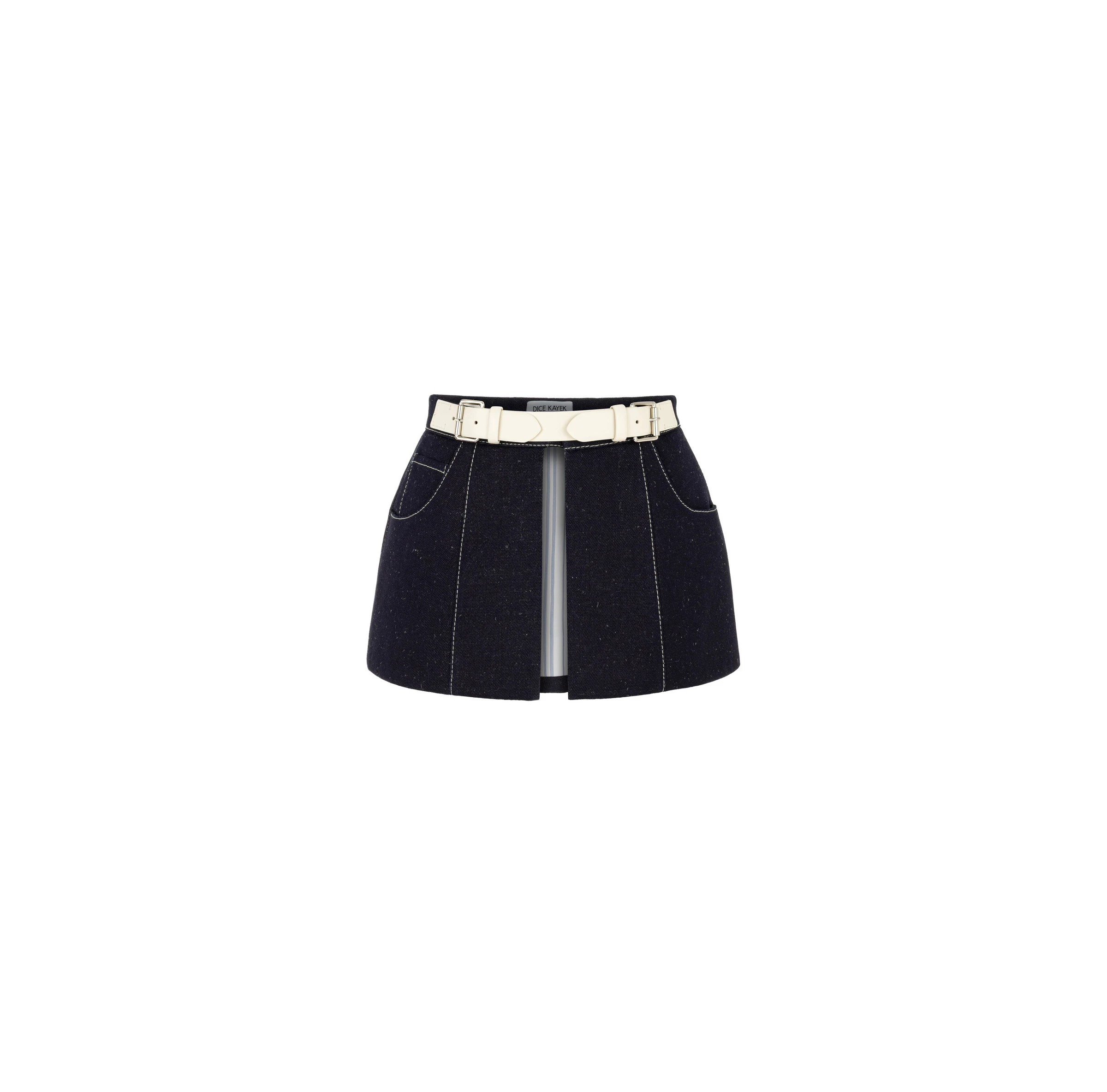 Dice Kayek Denim Skirt Belt with Contrast Stitching in Indigo Dice Kayek Denim Skirt Belt with Contrast Stitching in Indigo | Denim Skirts | Luxury Shoes
